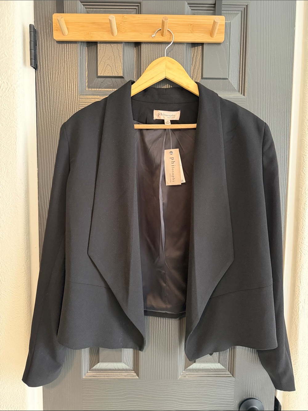Philosophy Black Draped Open-Front Blazer